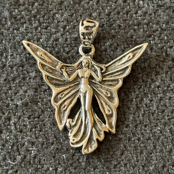 VTG Sterling Silver Art Nouveau Fairy Forklore Pendant  Stamped 925 - Picture 1 of 7